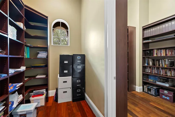 dual walk-in closets for office/library