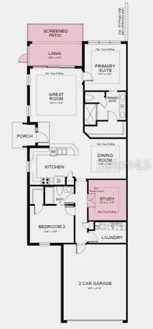 Floor Plan~ Additional Highlights Include: tray ceiling pkg, double pocket doors at study, 8' interior doors, garden fence, washer and dryer, GE refrigerator, and pre-plumb for future laundry sink.
