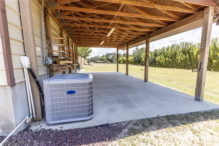 Rear covered area of RV/boat garage
