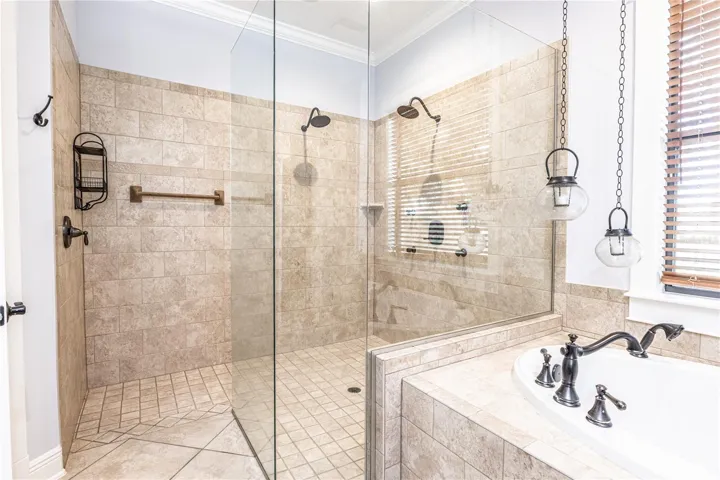 Walk-in shower in primary bathroom