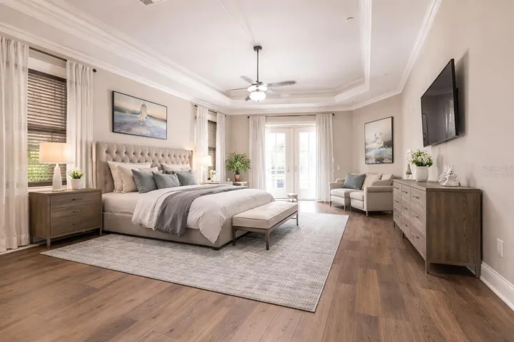 Primary bedroom has been virtually staged