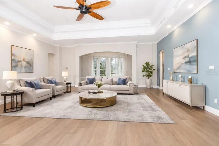 Living room has been virtually staged