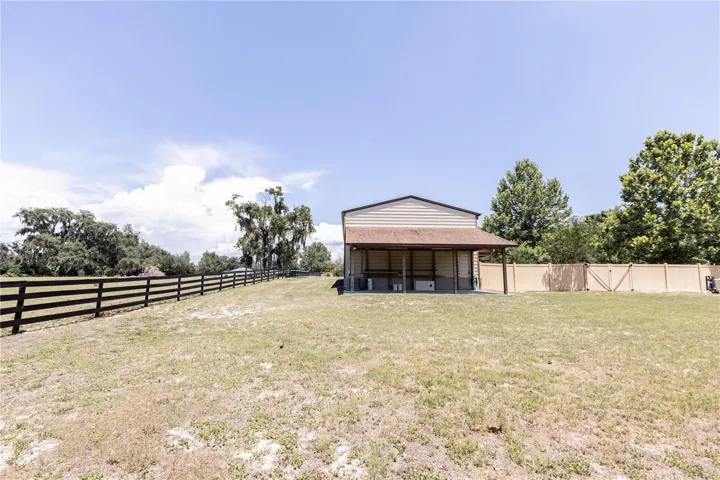 Rear view of RV/boat barn