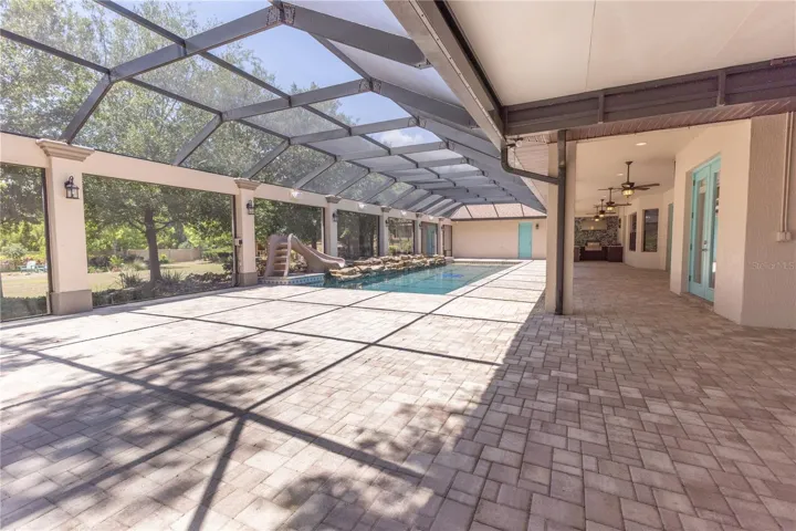 Pool deck has space for entertaining a crowd