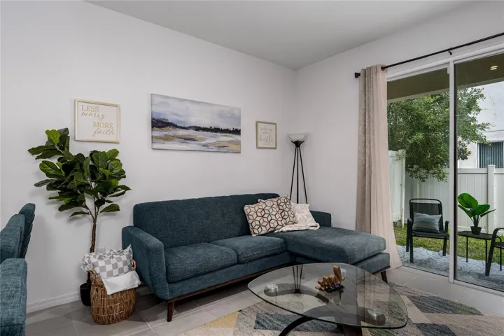 Living room near outside patio