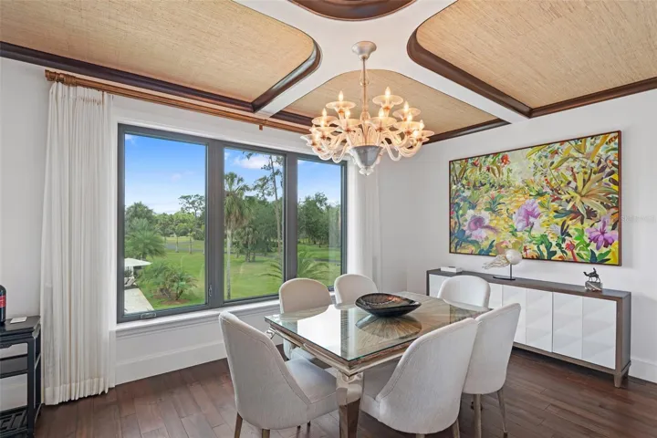 Elegant Dining Space Centered by Antique Murano Crystal Lighting