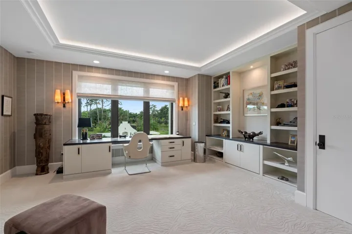 Executive Study/3rd Bedroom with Bespoke Granite Desk & Pool Views