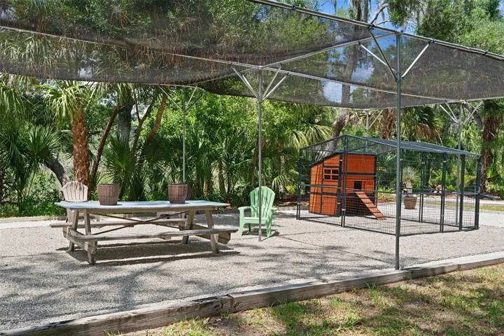 Covered Alfresco Gathering Space and Chicken Coop