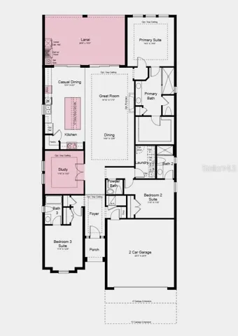 Floor Plan - Additional Highlights Include: tray ceiling package, 10' ceilings, 8' interior doors, gourmet appliance package, refrigerator, and top load washer and dryer