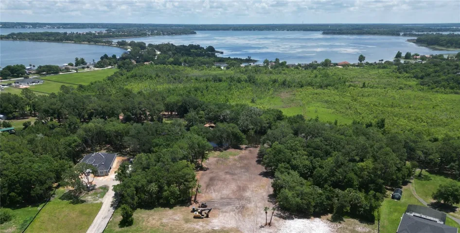 Ariel view looking from the front of the property across the canal and to the Chain of Lakes