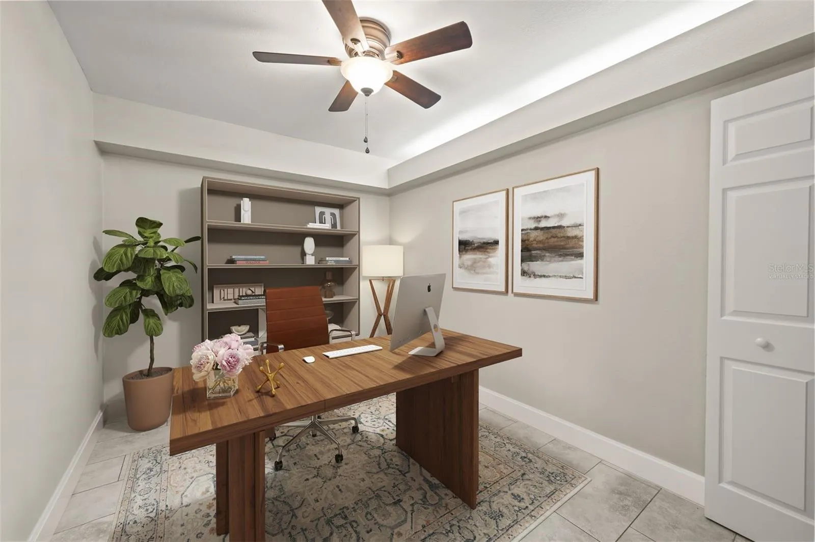 Den - Virtually staged as an office