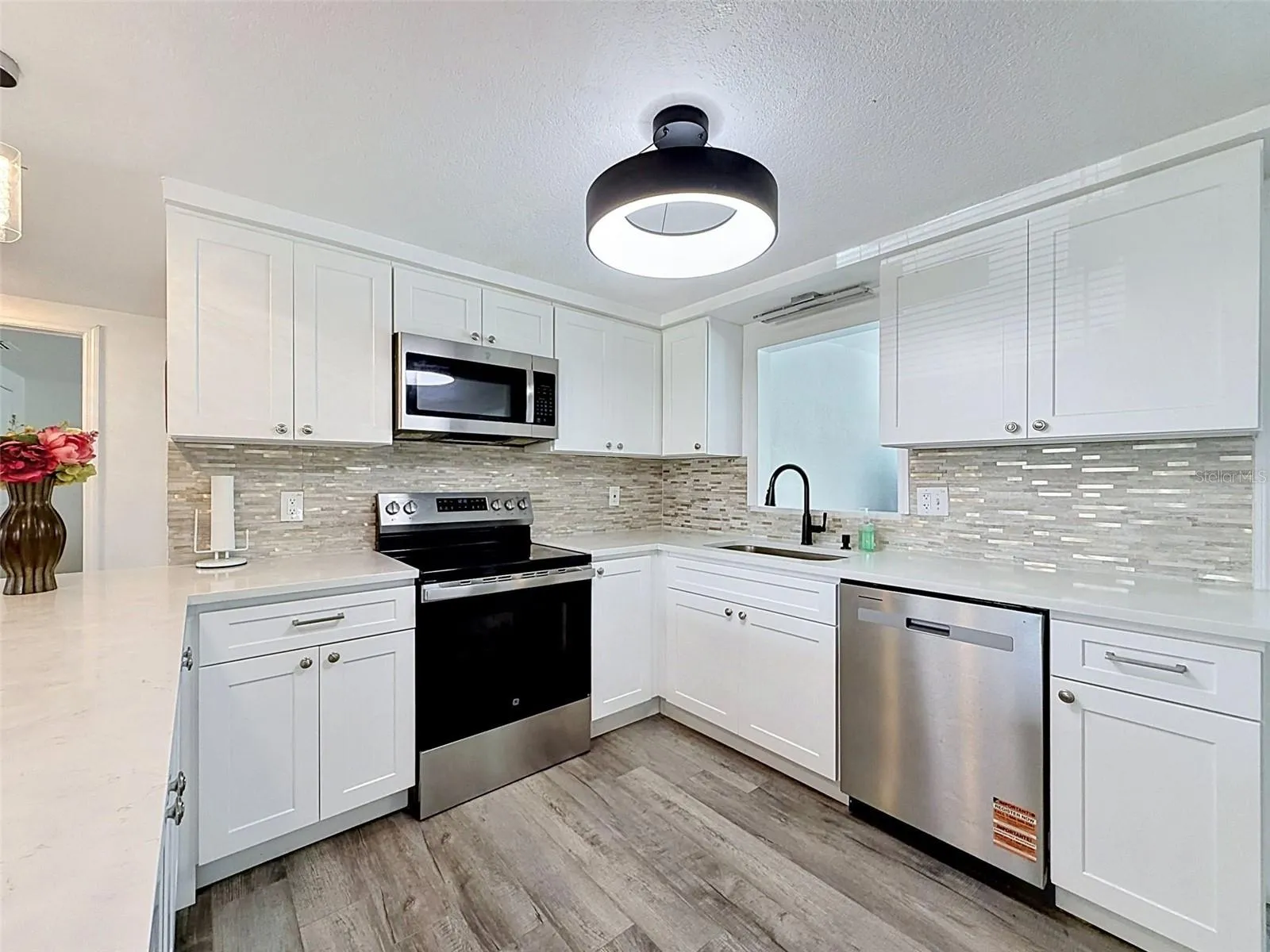 Generous countertop space perfect for entertaining.