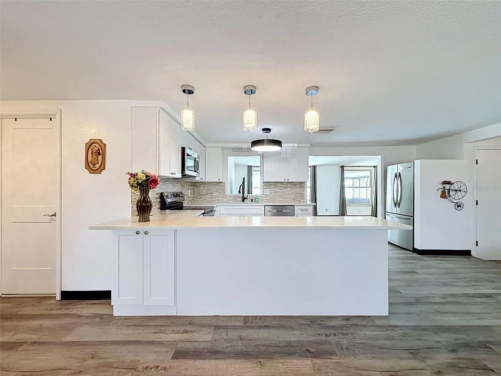 Lovely lighting adds warmth and coastal charm.