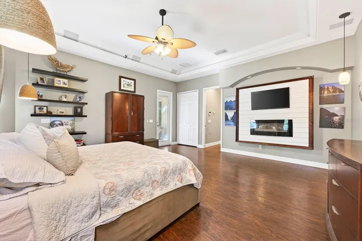 Your tranquil retreat includes an electric fireplace.