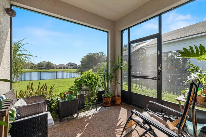Screened Lanai with view of pond