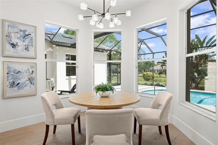 Breakfast nook overlooking backyard/pool area