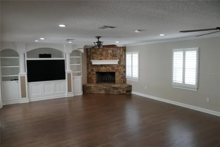 Family room Built in and fireplace