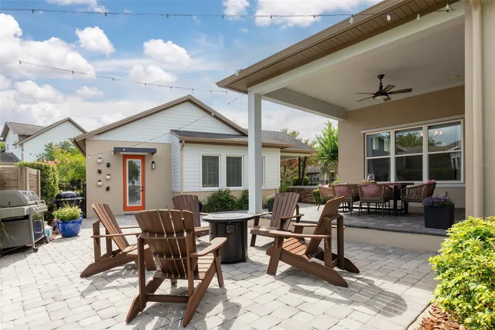 Courtyard with Open + Covered Brick Paver Patio