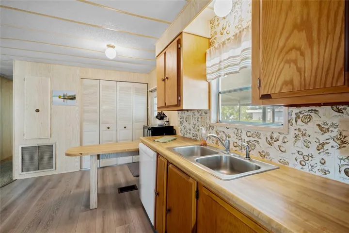 New luxury vinyl plank flooring in the kitchen