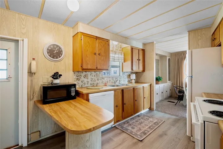The kitchen is an easy galley style