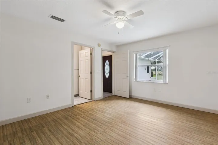 Comfortable primary suite with peaceful exposure to views of the pastures