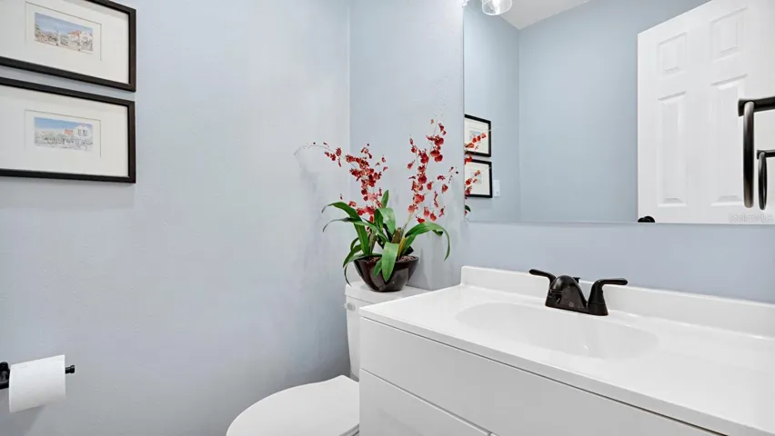 Modern Vanity Area with Elegant Fixtures & Clean Design