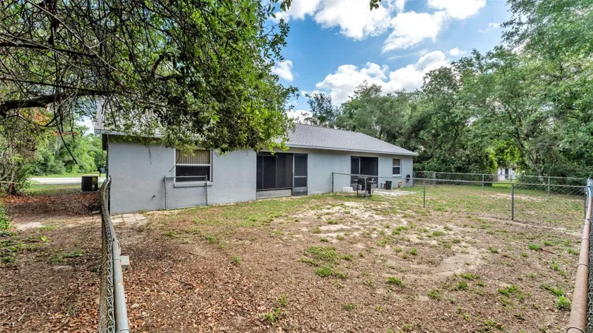 fenced back yard