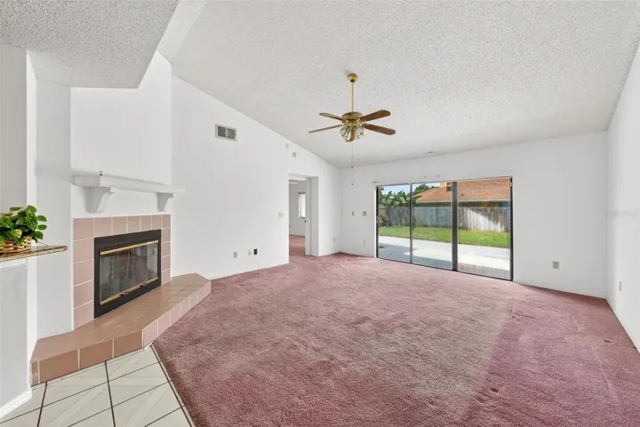 Family Room with Never Used Before Fireplace