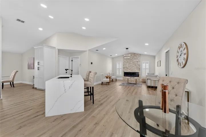 All new Quartz countertops and waterfall Island