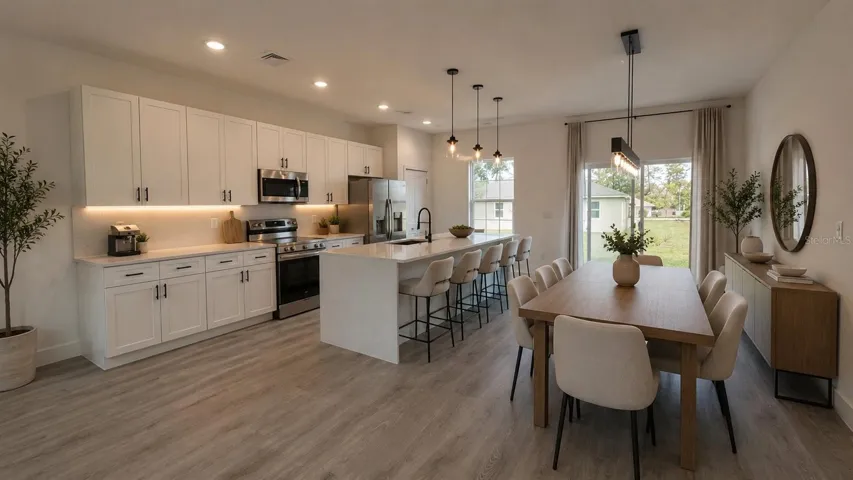 Kitchen and open dinner concept Rendering
