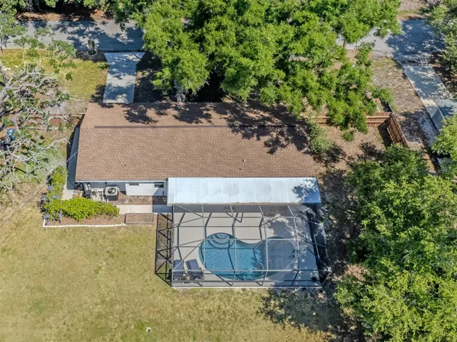 Drone shot overhead, notice the extra large lot