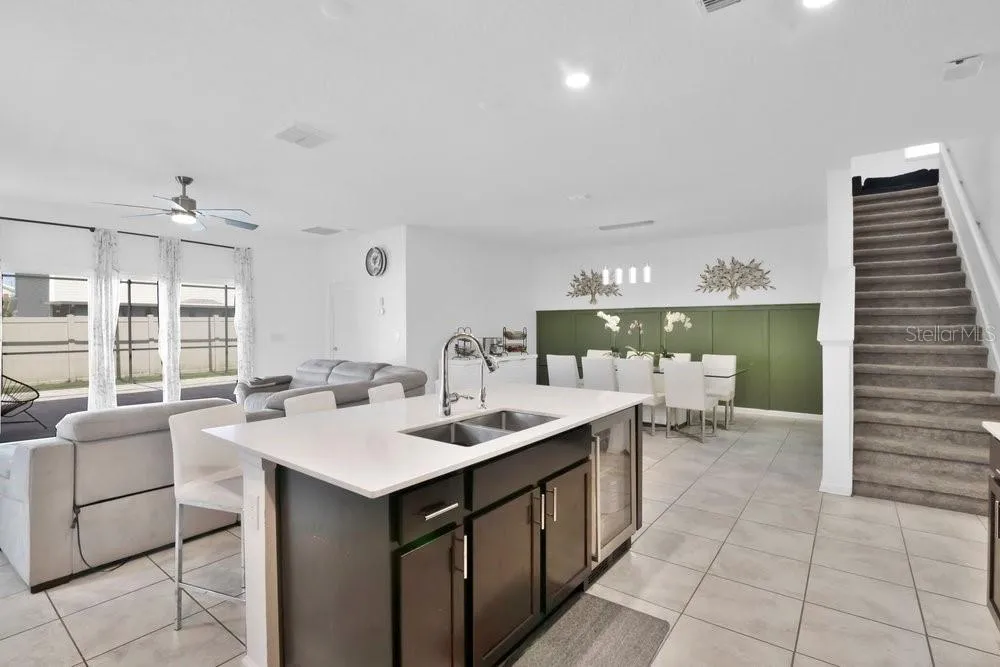 Open Floor Plan, Kitchen, Dining, & Family room.