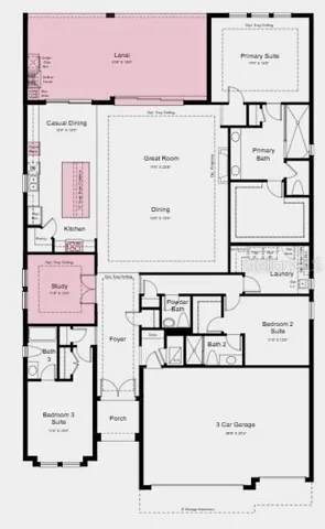 Floor Plan~ Additional Highlights Include: Whole house impact windows, under counter beverage center, laundry package, GE French door refrigerator, waterfall edge counter at kitchen island, 8' interior doors, covered extended lanai, outdoor kitchen with vented hood, pool and spa, 10' ceilings, pendant lights at kitchen island, and upgraded quartz countertops/flooring/cabinets throughout.