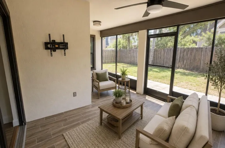 Staged back porch