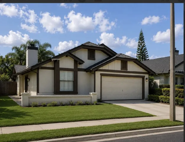 Staged front lawn