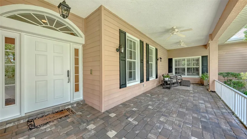 Front porch entry and sitting area.