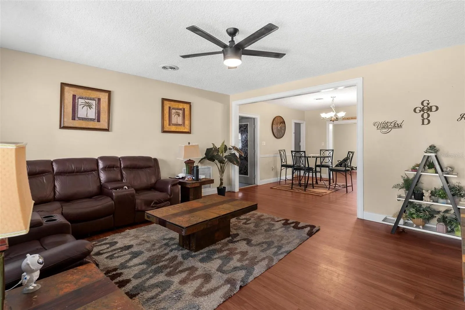Living room with wood floors