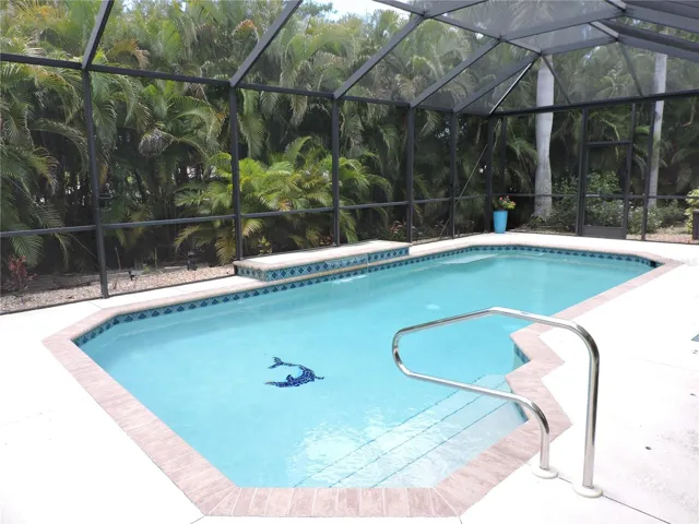 Heated Pool with water feature