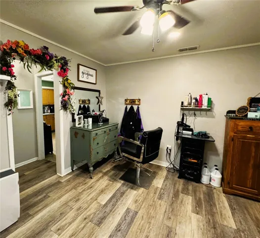 VIEW FROM FRONT ENTRANCE OF UNIT "B" & SALON 3 TO KITCHEN & BED & FULL BATH