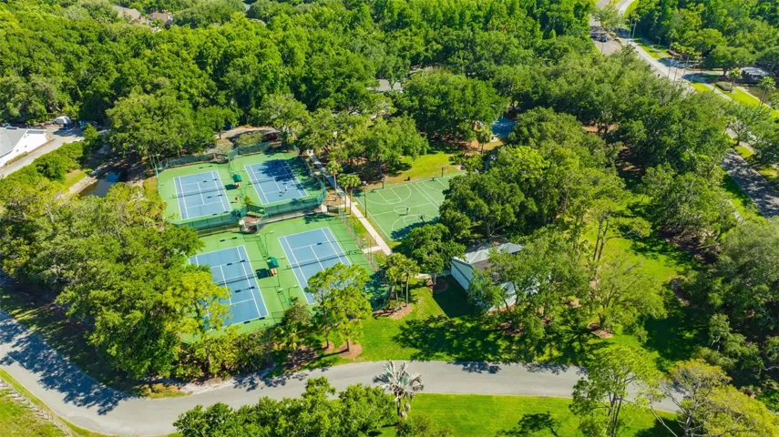 Tampa Palms community tennis and basketball courts.