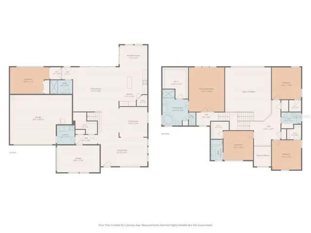 Floor plan 1st & 2nd floor - measurements are approximate