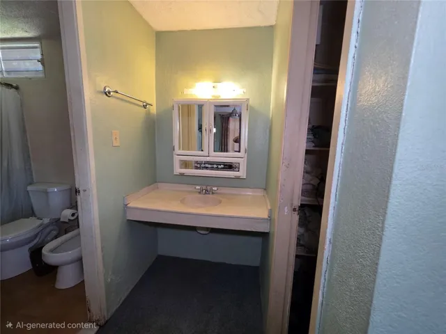 Lavamanos y baño del cuarto master.