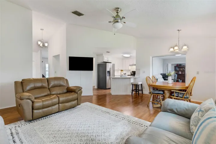 Family Room view into kitchen