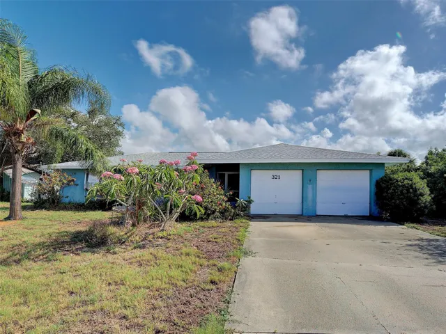Front view - 2 car garage.