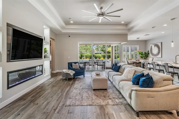 Great room with recessed lighting