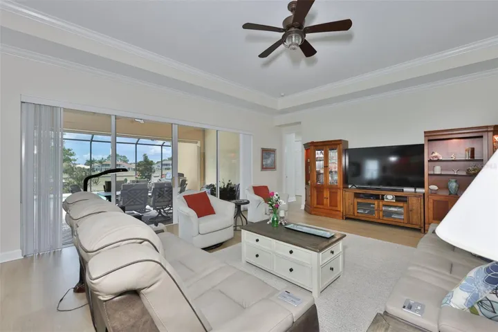 Contemporary, modern flooring is carried through the home.