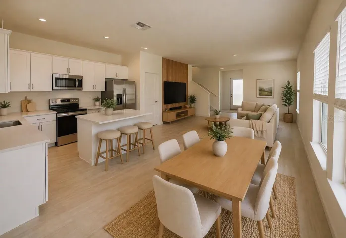 Kitchen and Dining area - virtually staged.