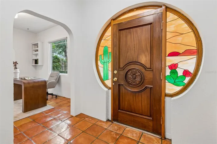 Front door and office