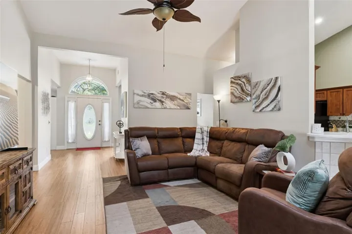 The welcoming foyer features an immediate view of the spacious floor plan and the home's abundance of natural light.