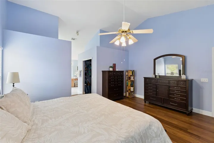 Incredible space and storage! The main primary bedroom suite offers a peaceful layout equipped with two separate walk-in closets.